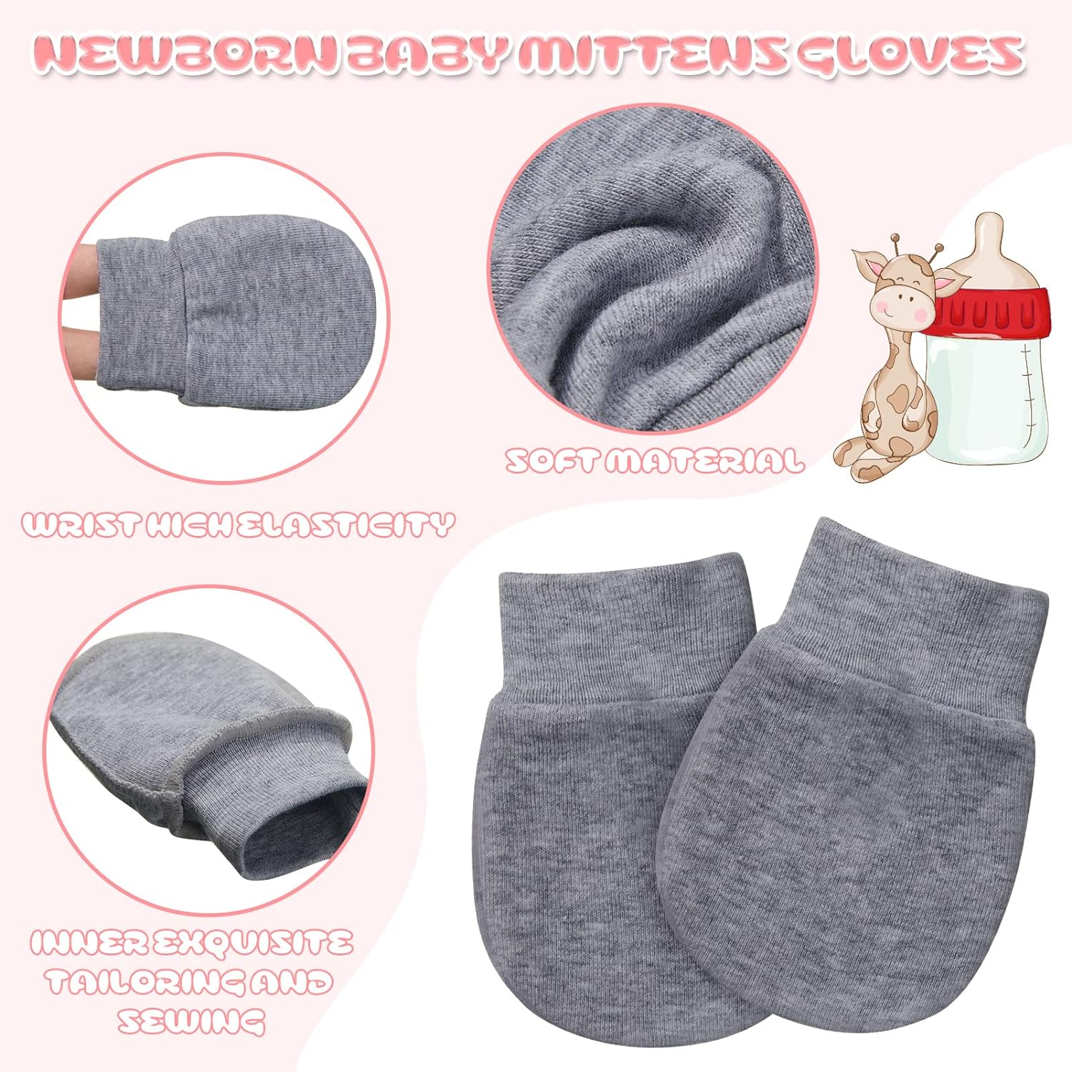 9 Pairs Newborn Baby Mittens Infant Toddler Gloves No Scratch Mittens Unisex Cotton Gloves for 0-6 Months Baby Boys Girls - Image 3